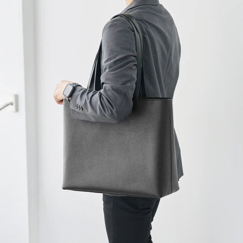 Waterproof Leather Tote, Black
