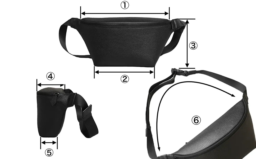 カーブドボディバッグ ブラック