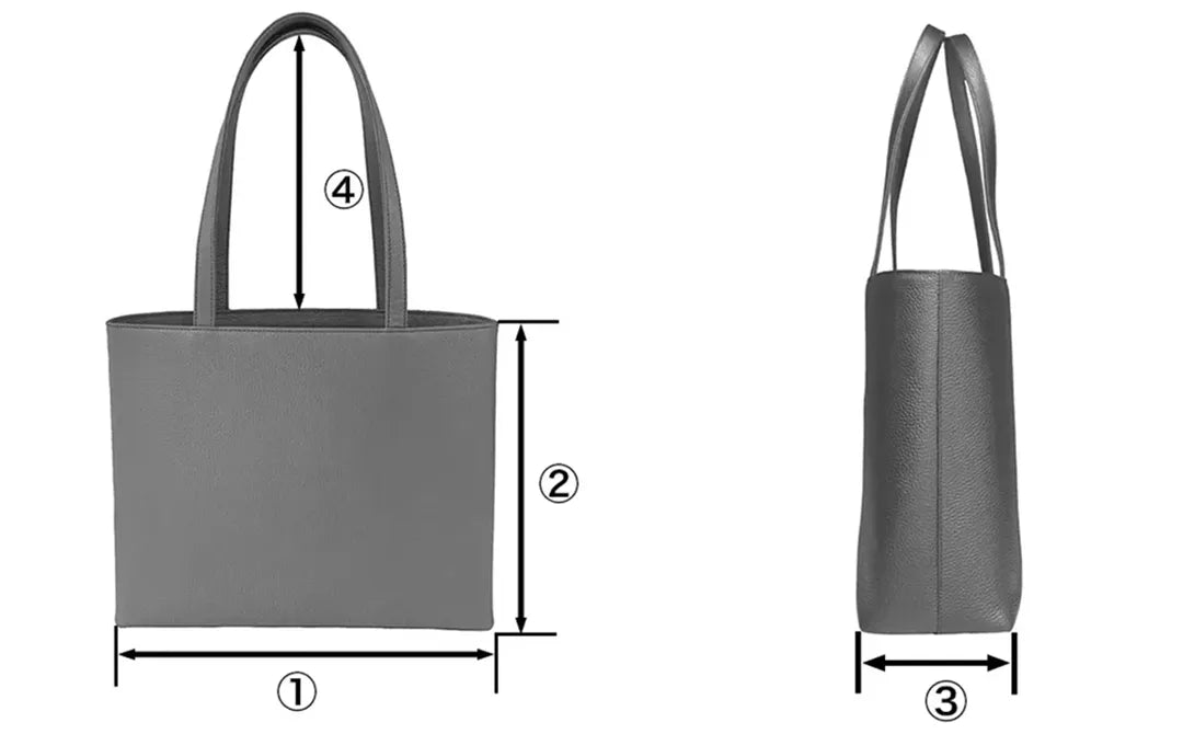 Leather Tote, Dark Grey