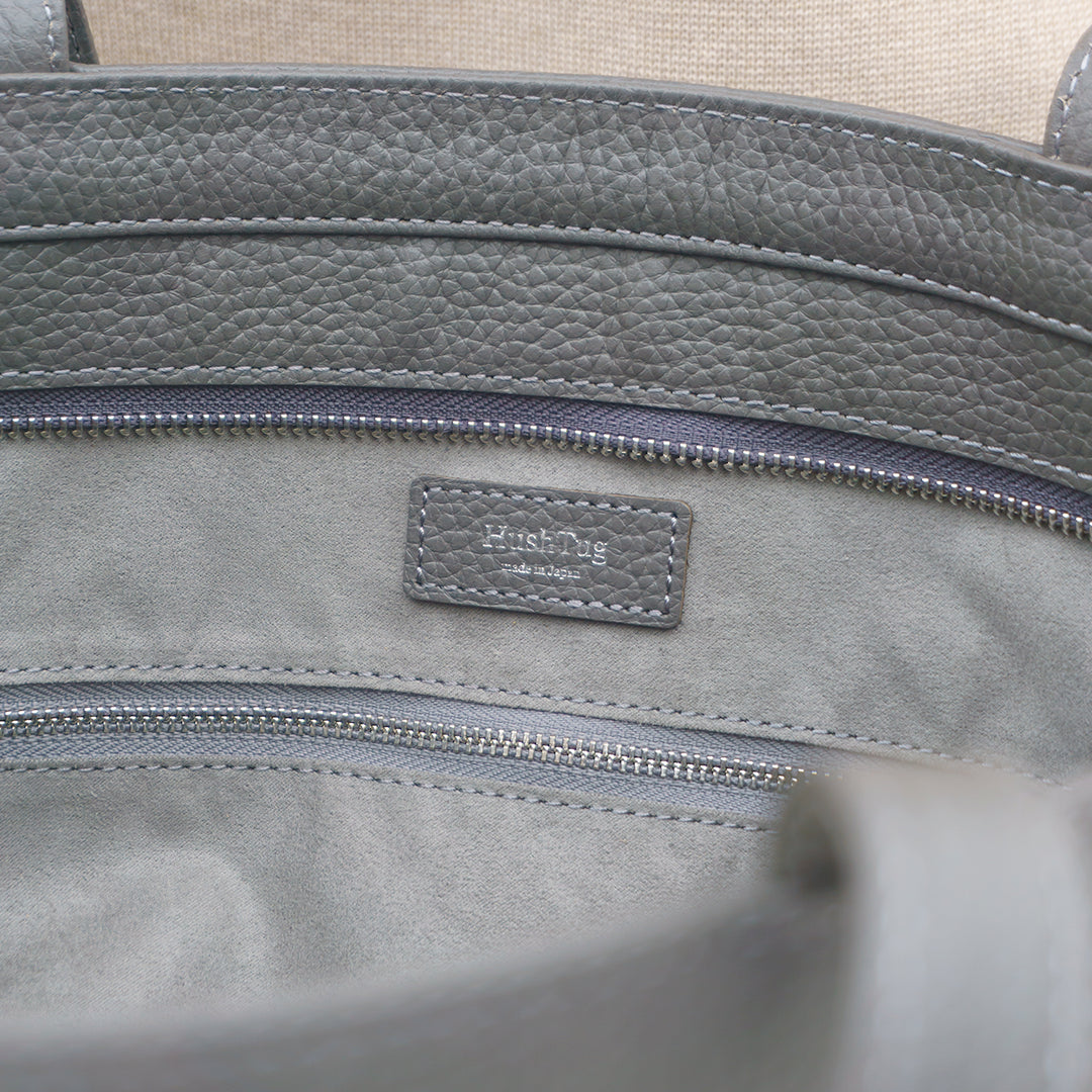 Leather Tote, Dark Grey