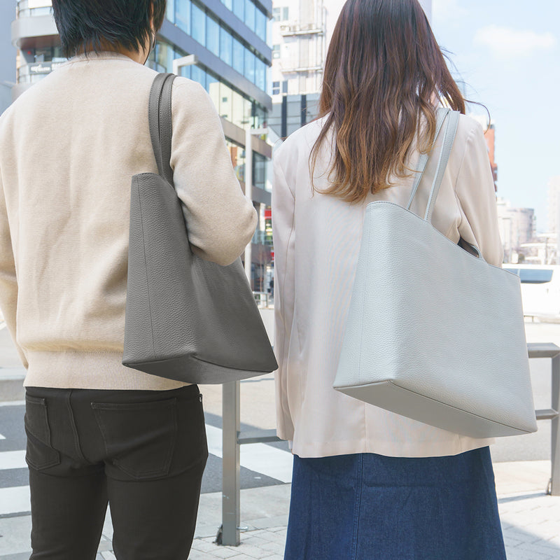 レザートート ホワイトグレー