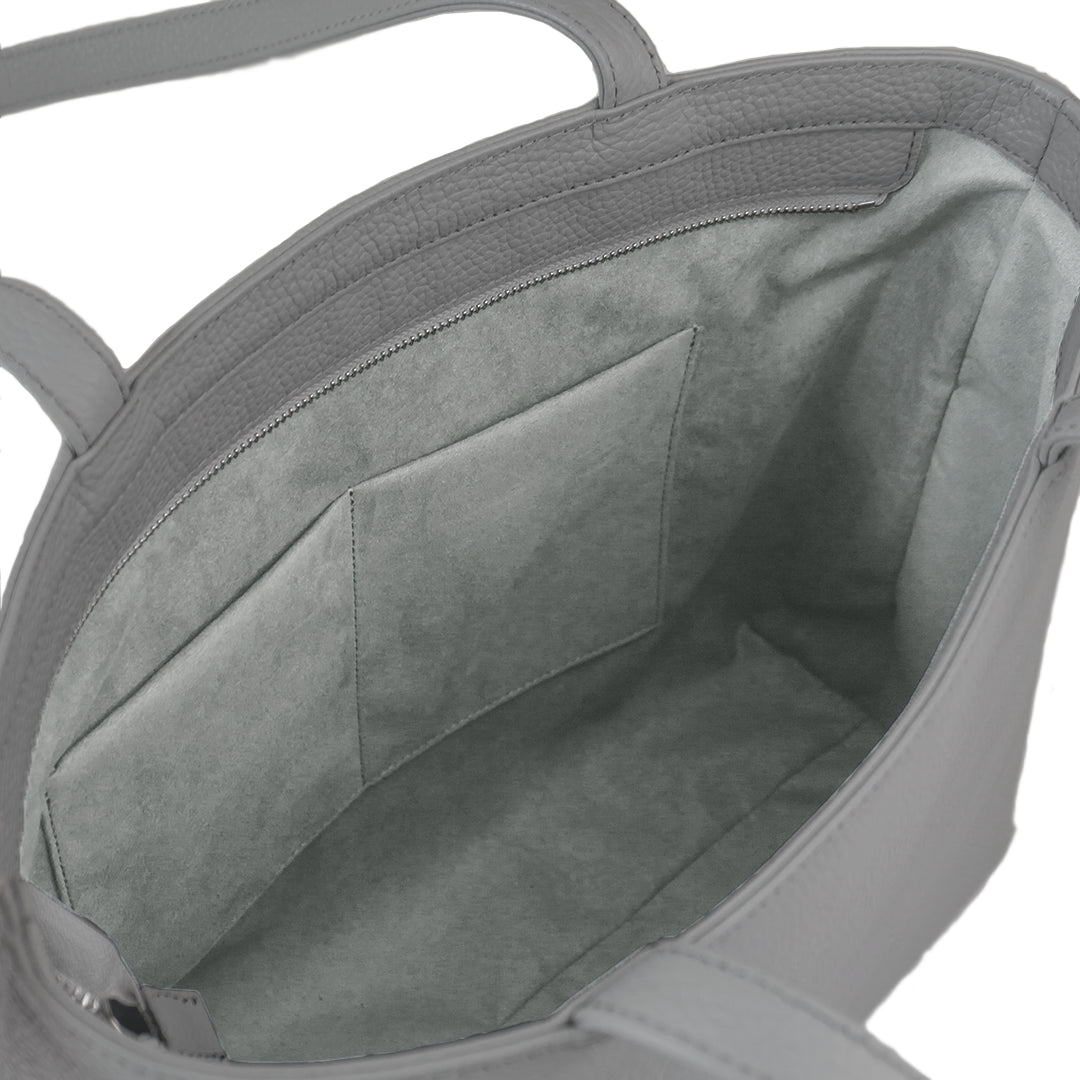 Leather Tote, Dark Grey